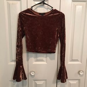 Brown velvet long sleeve with bell sleeves